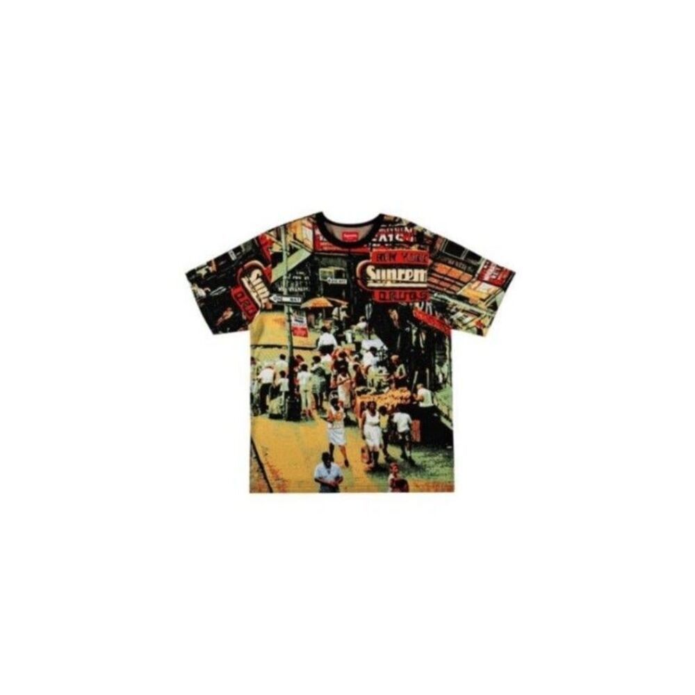 Supreme Graphic T-Shirt Jacquard Street Scene Crew Neck 100% Cotton M New